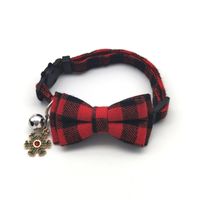 Weihnachten Plaid Haustierhalsband Glocke Bowknot Patch Katzenhalsband Hundehalsband Großhandel sku image 3