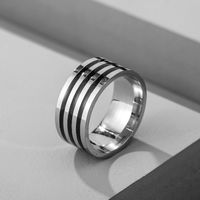 Classic Stripe Men's Vintage Titanium Steel Ring main image 6