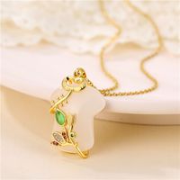 Imitation Hetian Jade Pendant Ancient Gold Inlaid White Jade Cheongsam Opal Necklace main image 1