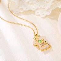Imitation Hetian Jade Pendant Ancient Gold Inlaid White Jade Cheongsam Opal Necklace main image 4