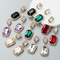 European And American Fashion Glass Diamond Geometric Earrings Women's Long Pendant Earrings main image 1
