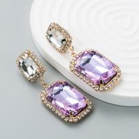 European And American Fashion Glass Diamond Geometric Earrings Women's Long Pendant Earrings main image 3