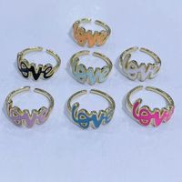 Korean Love Drop Oil Ring Opening Fashion Simple Couple Ring main image 4