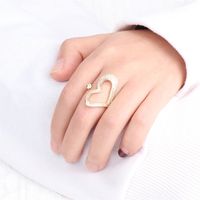 Jewelry Inlaid Micro Zircon Heart Ring Tide Copper Gold-plated Design Open Ring main image 1