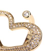 Jewelry Inlaid Micro Zircon Heart Ring Tide Copper Gold-plated Design Open Ring main image 5