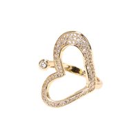 Jewelry Inlaid Micro Zircon Heart Ring Tide Copper Gold-plated Design Open Ring main image 6