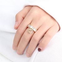 Inlaid Micro Zircon Love Pendant Ring European And American Copper Plated Open Ring Spot Wholesale main image 1