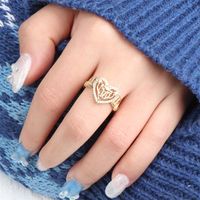 Fashion Inlaid Zircon Heart Ring Copper Plated Open Joint Ring Wholesale main image 1