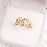Fashion Inlaid Zircon Heart Ring Copper Plated Open Joint Ring Wholesale main image 3
