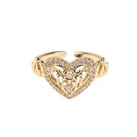 Fashion Inlaid Zircon Heart Ring Copper Plated Open Joint Ring Wholesale main image 5