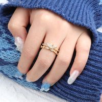 Jewelry Wholesale Inlaid Micro Zircon Trend Design Heart Broken Joint Ring main image 1
