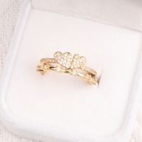 Jewelry Wholesale Inlaid Micro Zircon Trend Design Heart Broken Joint Ring main image 3