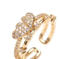 Jewelry Wholesale Inlaid Micro Zircon Trend Design Heart Broken Joint Ring main image 5