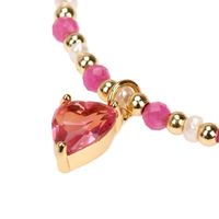 Personality Semi-precious Stone Faceted Copper Beaded Heart Bracelet main image 3