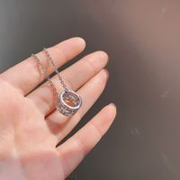 Korean Hollow Diamond Pendant Necklace Female Titanium Steel Clavicle Chain main image 3