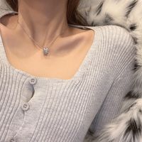 Korean Hollow Diamond Pendant Necklace Female Titanium Steel Clavicle Chain main image 4