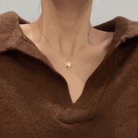 Collar Con Colgante De Pez Tachonado De Diamantes Coreano Cadena De Clavícula De Acero Titanio Femenino main image 1