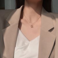 Korean Titanium Steel Necklace Female Niche Design Zircon Square Pendant Clavicle Chain main image 1