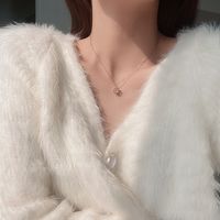 Korean Titanium Steel Necklace Female Niche Design Zircon Square Pendant Clavicle Chain main image 4