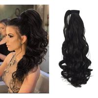 Long Curly Chemical Fiber Big Wave Hair Extension Piece Velcro Ponytail Wig Piece main image 1