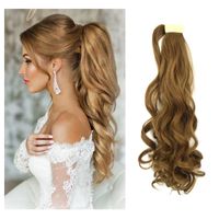 Long Curly Chemical Fiber Big Wave Hair Extension Piece Velcro Ponytail Wig Piece main image 6