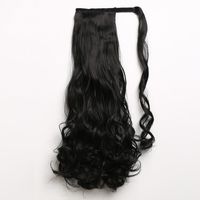 Long Curly Chemical Fiber Big Wave Hair Extension Piece Velcro Ponytail Wig Piece sku image 3