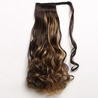 Long Curly Chemical Fiber Big Wave Hair Extension Piece Velcro Ponytail Wig Piece sku image 9