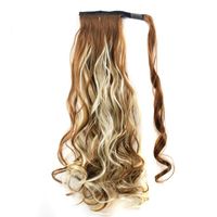 Long Curly Chemical Fiber Big Wave Hair Extension Piece Velcro Ponytail Wig Piece sku image 10