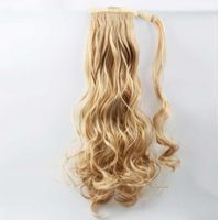 Long Curly Chemical Fiber Big Wave Hair Extension Piece Velcro Ponytail Wig Piece sku image 15