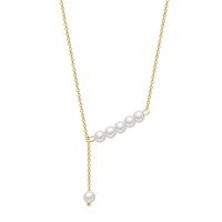 Simple Pearl Titanium Steel Necklace Trend Pendant Design Light Luxury Clavicle Chain main image 1