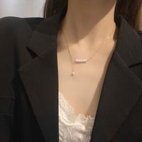 Simple Pearl Titanium Steel Necklace Trend Pendant Design Light Luxury Clavicle Chain main image 3