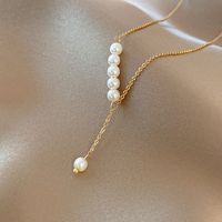 Simple Pearl Titanium Steel Necklace Trend Pendant Design Light Luxury Clavicle Chain main image 5