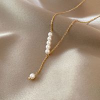 Simple Pearl Titanium Steel Necklace Trend Pendant Design Light Luxury Clavicle Chain main image 6