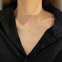 Korean Simple Heart Titanium Steel Necklace Female Trend Pendant Clavicle Chain main image 1