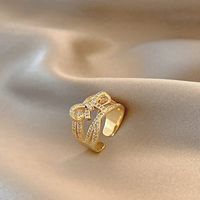 Personality Copper Micro-inlaid Zircon Ring Female Bow Ring Wholesale main image 3