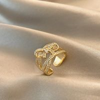Personality Copper Micro-inlaid Zircon Ring Female Bow Ring Wholesale main image 5