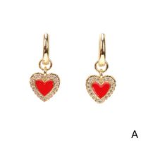 Drop Oil Design Heart Earrings 2021 New Trendy Zircon Copper Ear Buckle Female main image 4