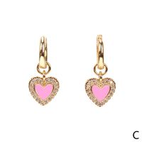 Drop Oil Design Heart Earrings 2021 New Trendy Zircon Copper Ear Buckle Female main image 6