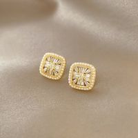 Korea Geometric Pearl Earrings Micro-inlaid Zircon Earrings main image 3