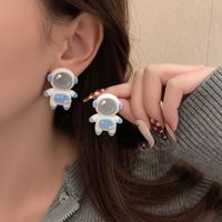 New Flocking Super Cute Robot Astronaut Earrings main image 3