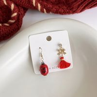 Red Chinese New Year Lantern Bow Tassel Earrings main image 6