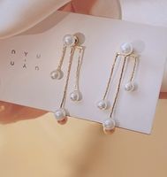 Korean Pearl Long Tassel 2021 New Trendy Simple Autumn And Winter Earrings main image 4