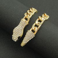 European And American Cuban Chain Short Full Rhinestone Snake Head Magnetic Buckle Necklace Clavicle Chain main image 3