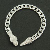 European And American Cuban Chain Short Full Rhinestone Snake Head Magnetic Buckle Necklace Clavicle Chain main image 4