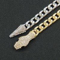 European And American Cuban Chain Short Full Rhinestone Snake Head Magnetic Buckle Necklace Clavicle Chain main image 5