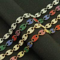 New Pig Nose Buckle Coffee Bean Inlaid Full-color Rhinestone Men's Chain Necklace main image 3
