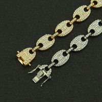 New Pig Nose Buckle Coffee Bean Inlaid Full-color Rhinestone Men's Chain Necklace main image 4