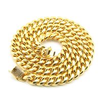 Europe And America Large Gold Chain Grinding Cuban Chain Leading Buckle Hip-hop Necklace main image 1