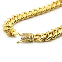 Europe And America Large Gold Chain Grinding Cuban Chain Leading Buckle Hip-hop Necklace main image 6