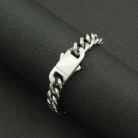 Hip-hop Punk Glossy Stainless Steel Spring Clasp Cuban Chain Trendy Necklace main image 3